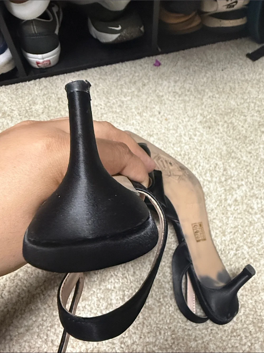 Amazon Black Satin Bow Pointed Slingback Heels